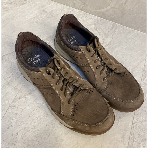 CLARKS Mens Shoes Size US 10 UK 9 EU 43 Brown Leather & Suede Sneakers Ortholite - Picture 3 of 16